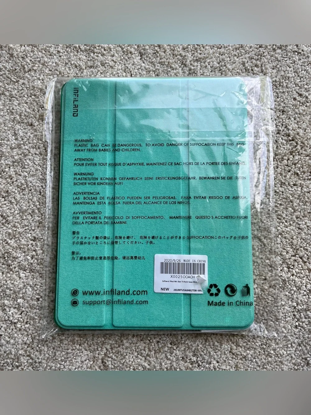 Infiland iPad 6th Gen Trifold Case Mint Green